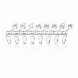 PCR-Gef&auml;&szlig;e, 8er Strips, PP, mit anh&auml;ngenden Einzeldeckeln, 3 Stege