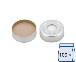 &Uuml;berdruck-Sicherheitskappen N 20 Loch Silikon wei&szlig;/PTFE beige, Aluminium, silber, VE=100