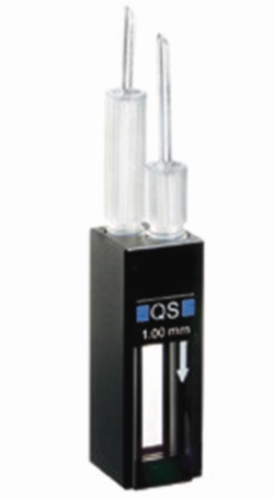 Küvetten für Absorptionsmessungen, Durchflussmessungen, im UV-Bereich, 2 Schraubanschlüsse