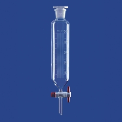 Embudo de separaci&oacute;n cil&iacute;ndrico con machos de PTFE, vidrio de borosilicato 3.3