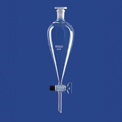 Embudo de decantaci&oacute;n seg&uacute;n Squibb, con tap&oacute;n de vidrio, vidrio de borosilicato 3.3