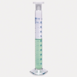 Probetas de mezcla, vidrio de borosilicato 3.3, forma alta, clase A, graduaci&oacute;n azul