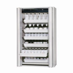 Armarios de seguridad S-PHOENIX Vol. 2-90 con puertas plegables, 6 bandejas extra&iacute;bles, chapa de acero con recubrimiento en polvo