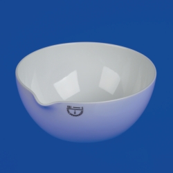 Recipientes de evaporaci&oacute;n, porcelana, con pico, fondo redondo
