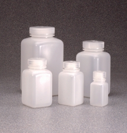 Frascos cuadrados, cuello ancho HDPE