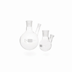 Twin neck round bottom flasks, with angled side neck, DURAN&reg;